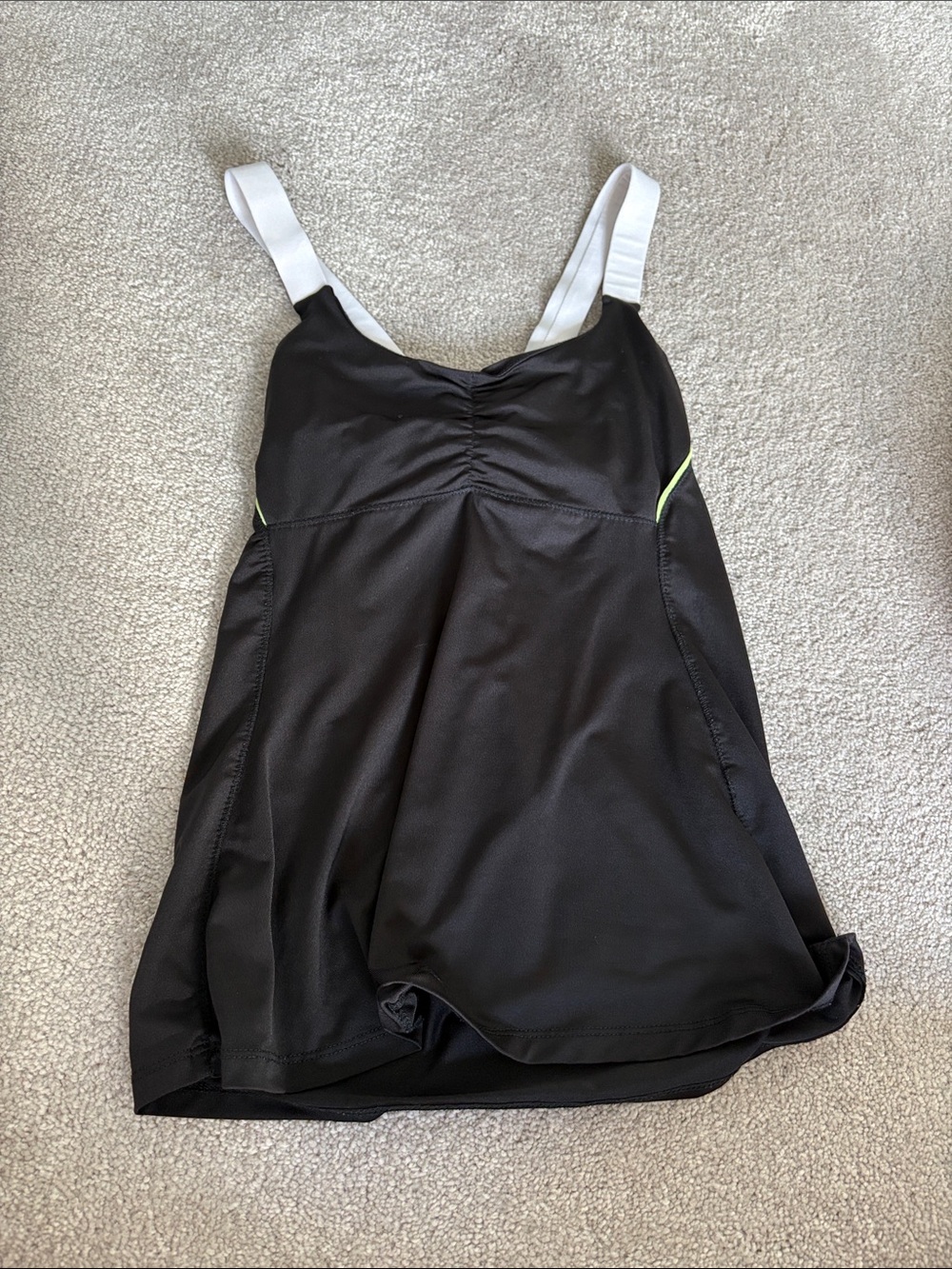 Women’s Black active tank top with White Straps